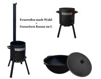SET: Feuerofen/Feuerofen m. Schornstein + Gusseisen Kasan...